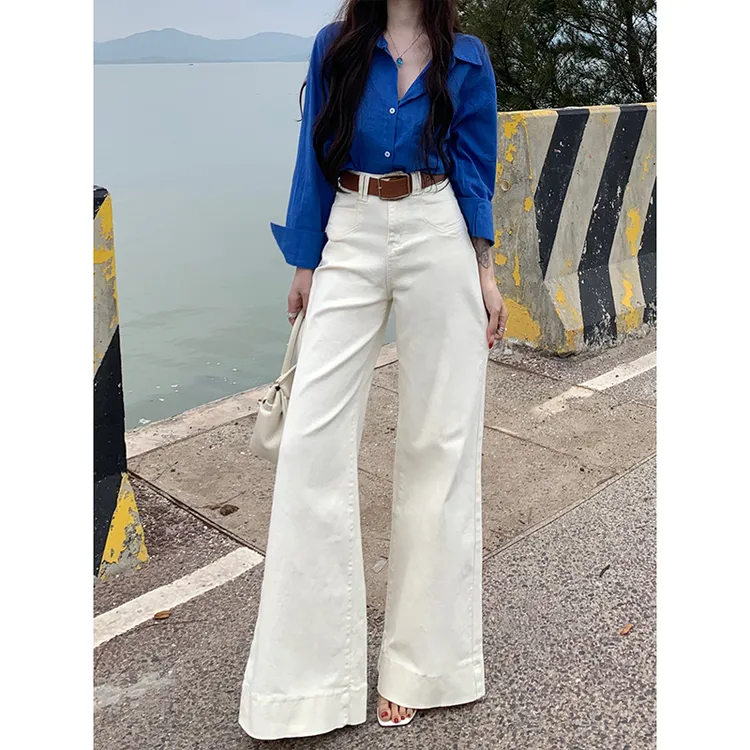 不贴腿腰带垂感喇叭牛仔裤女2025年秋季新款高腰显瘦显腿长拖地裤