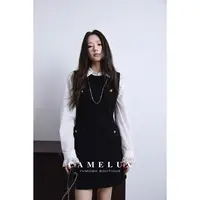 香榭玛德琳 肌理感全羊毛毛呢 法式优雅千金无袖背心裙 QLA2052