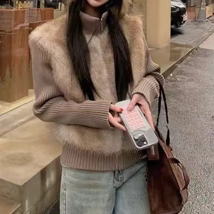 冬季短款女罗马风套头慵懒风宽松短外套针织千金风