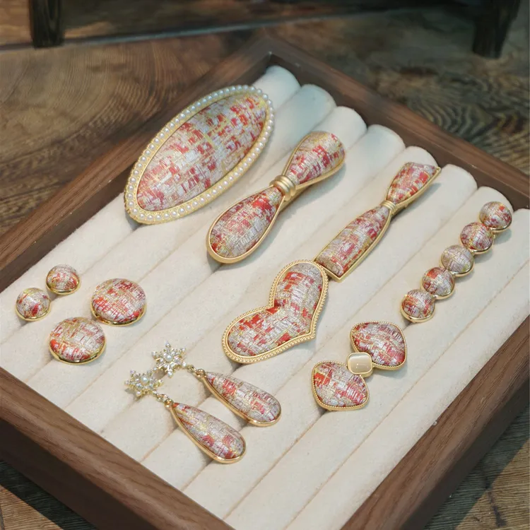 【李德喜宋锦拂翠流丹套系】小香风宋锦弹簧夹鸭嘴夹布艺新中式国风