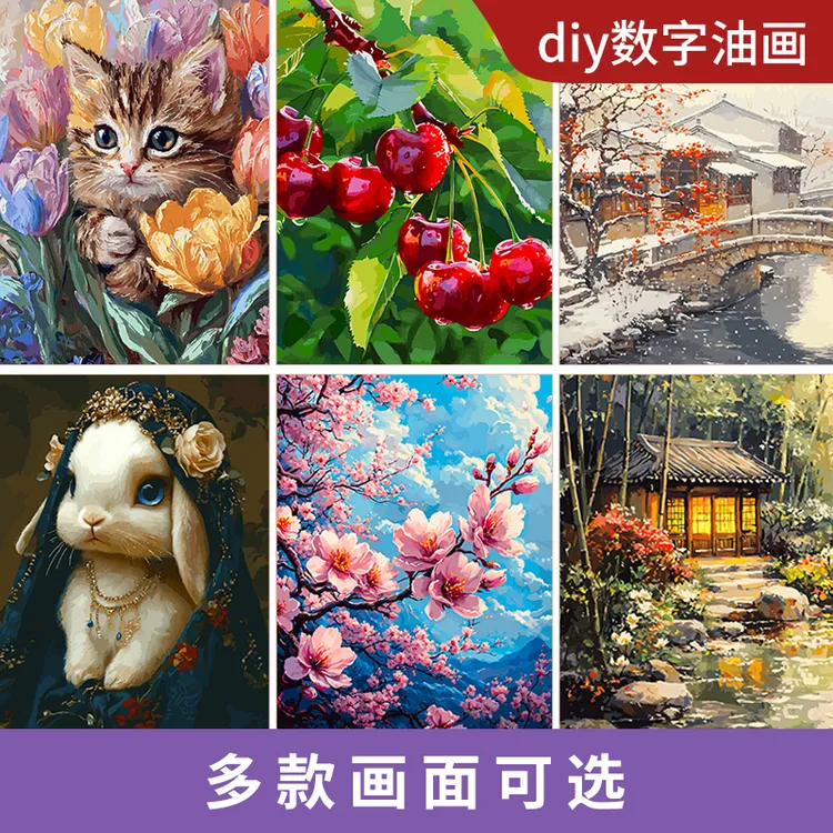 ziru gong yi pin/子儒画艺diy数字油画高端棉画布填色填充装饰画