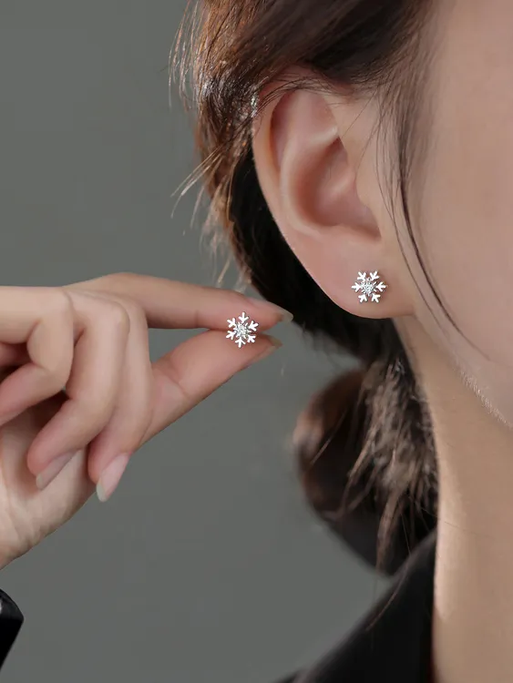 足银耳饰 999纯银雪花耳钉女轻奢小众2025新款爆款高级感耳环耳饰