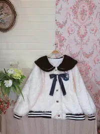 《米粒》83580冬季娃娃领蝴蝶结胸针百搭减龄加绒加厚外套