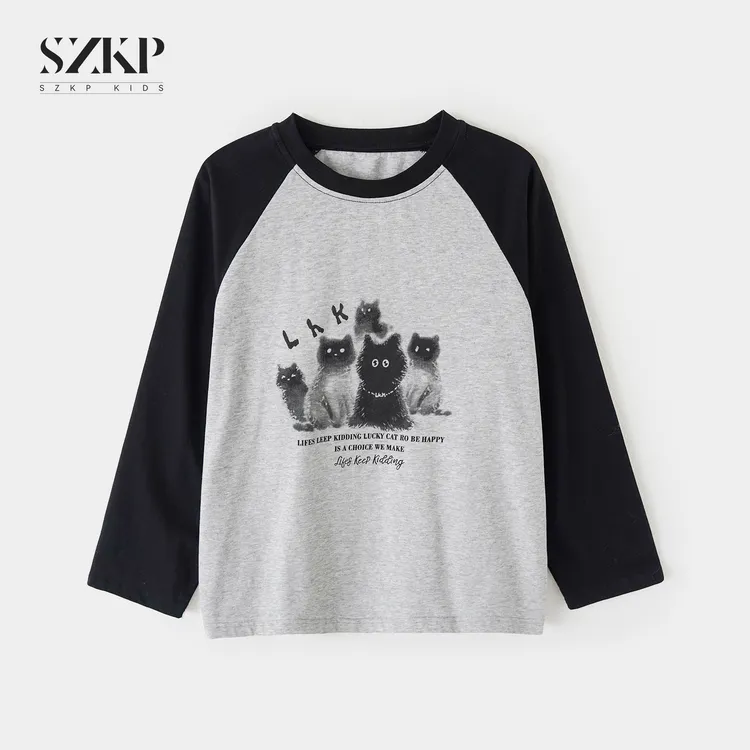 SZKP秋季新款女童洋气长袖T恤中大童休闲儿童打底衫FFYQ552874