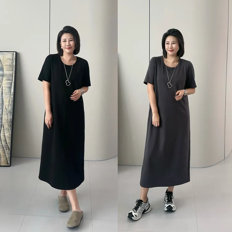 微胖女装【藏肉裙】仙气飘飘慵懒风高级感短袖连衣裙长裙老钱风1021