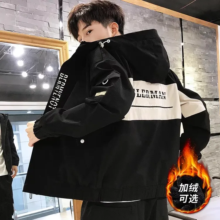 男士外套冬季加绒加厚痞帅炸街抓绒男装夹克加肥加大码胖子外衣