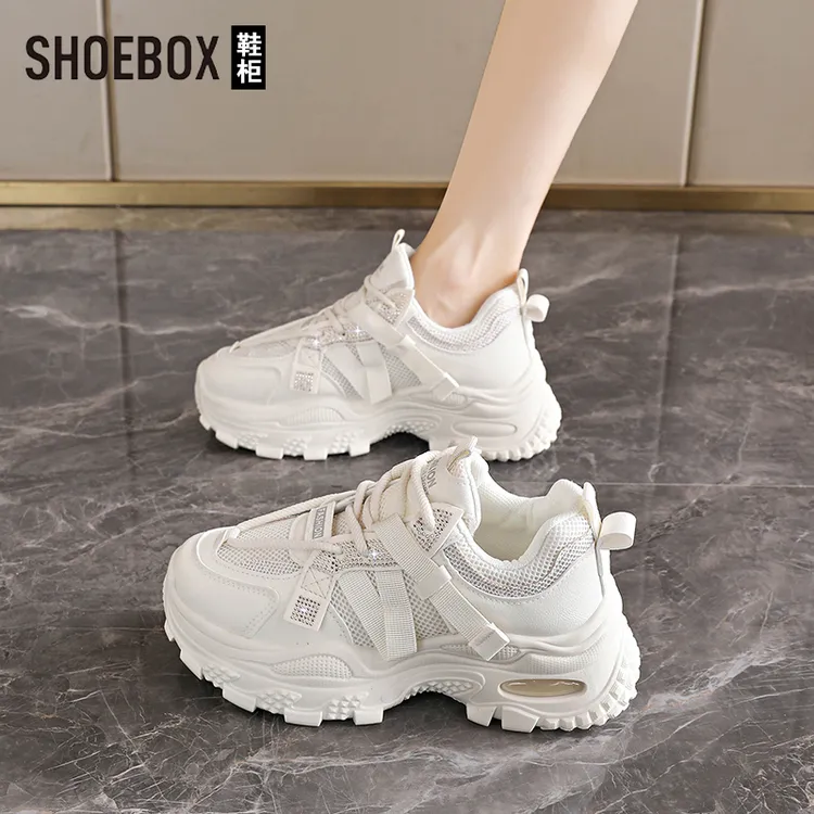 达芙妮集团旗下显脚小厚底老爹鞋女2025新款秋季小个子运动小白鞋