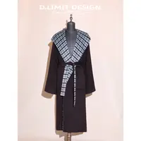 【D.L】山羊绒澳毛奢暖腔调格纹撞色拼接连帽大衣DLDM5069