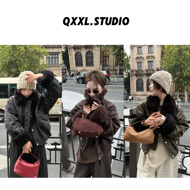 邱小小丽呀 冬季新款短款毛绒棉服外套女小个子百搭加厚保暖棉衣