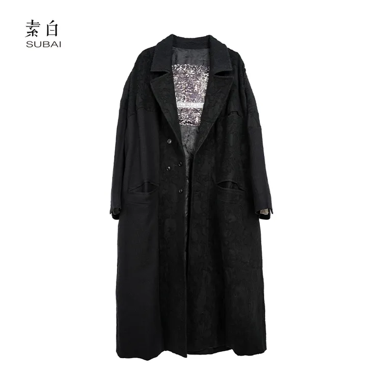 极简羊毛提花廓形风衣外套802841