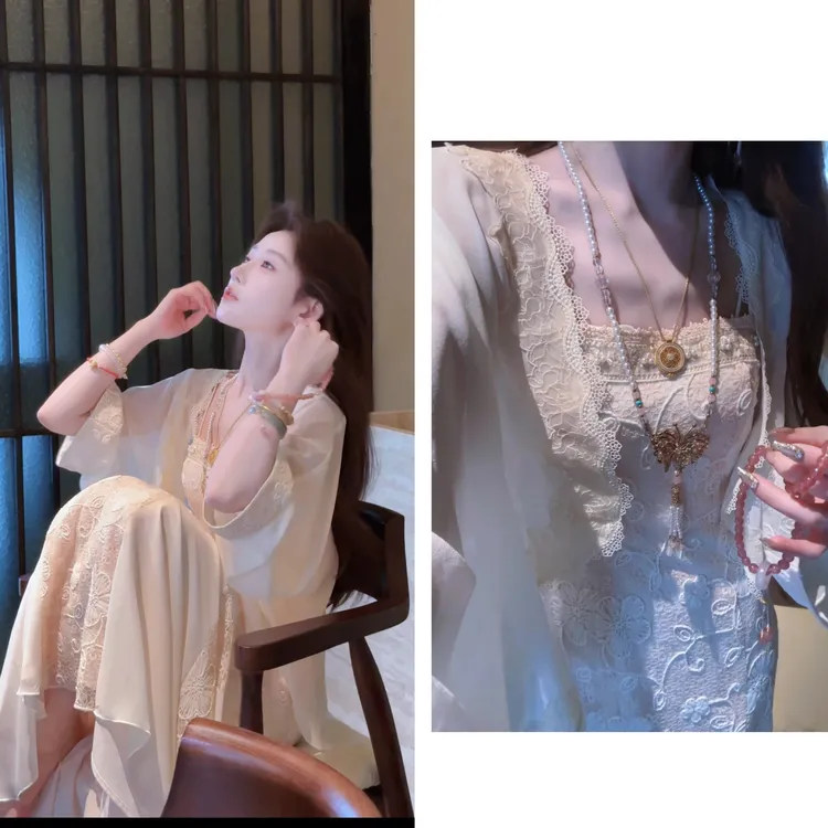 【婷婷】《心想事橙》温柔股线刺绣盘花吊带开衫套装 TTY2SX780【Q】