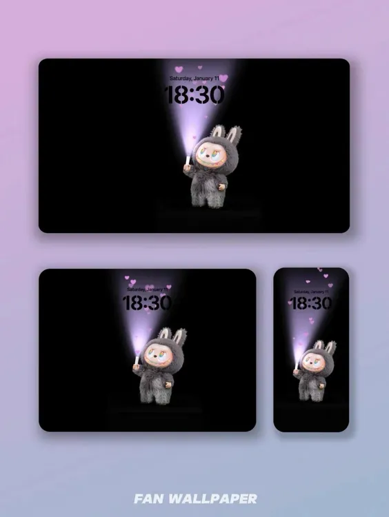 拉布布爱心光束Labubu丨高清动态+静态壁纸【手机iPad电脑手表】