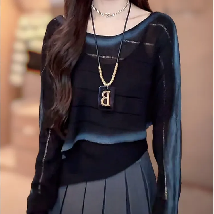 早秋真两件套毛衣吊带不规则打底衫两件套气质长袖气质上衣951