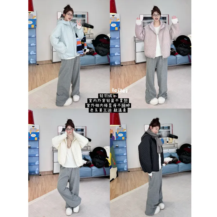 晶咕【菱格轻泡芙】韩系连帽菱格轻薄外套