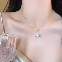 钛钢项链 星球微镶锆石满钻闪亮土星项链女轻奢小众甜酷锁骨链