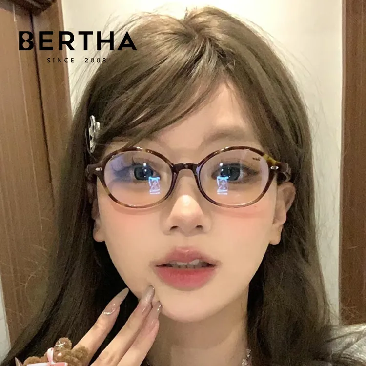 【免费配度数】Bertha书呆子眼镜女款玳瑁椭圆小框素颜防蓝光镜db