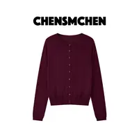 CHENSMCHEN 经典纯色圆领长袖针织衫女休闲百搭显瘦开衫CSZ7013QQ
