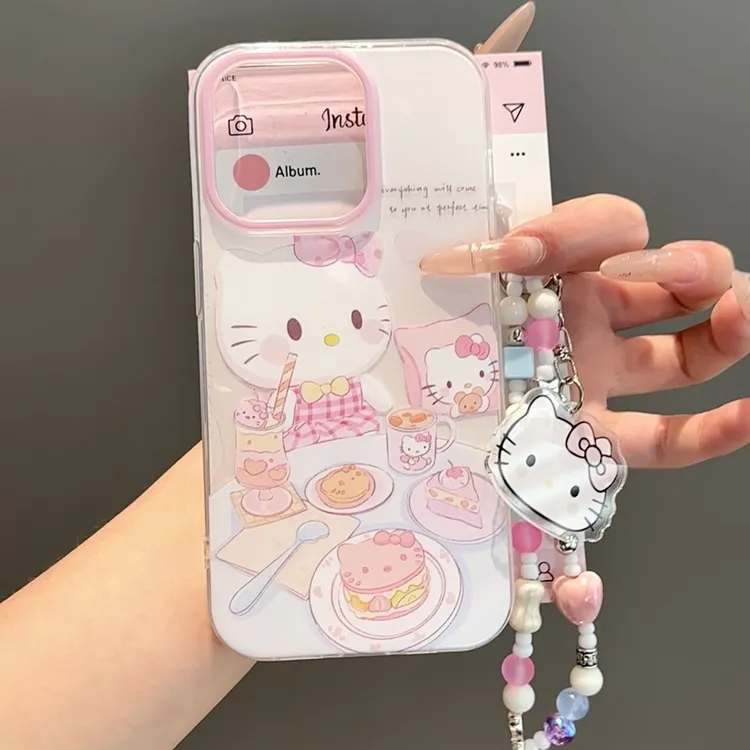 雅天立可爱甜点KT猫适用iphone16手机壳14挂绳15华为vivo小米oppo