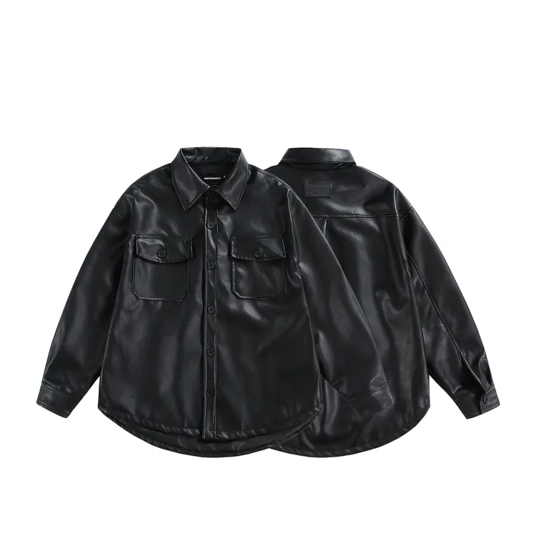 【老宋专属】PU皮时尚休闲皮衣百搭黑色潮流韩版翻领秋季【H】