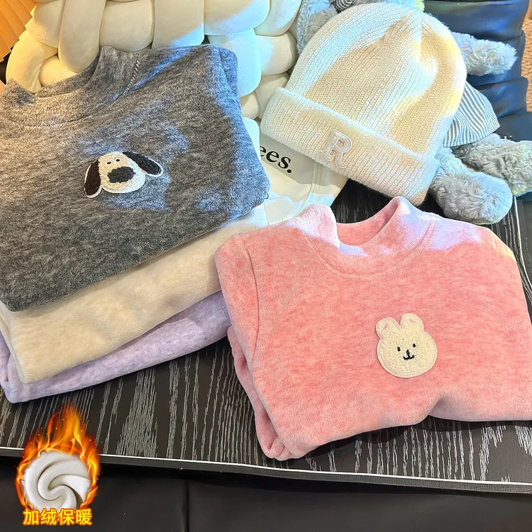 【考拉绒】冬季半高领保暖上衣儿童加绒加厚上衣