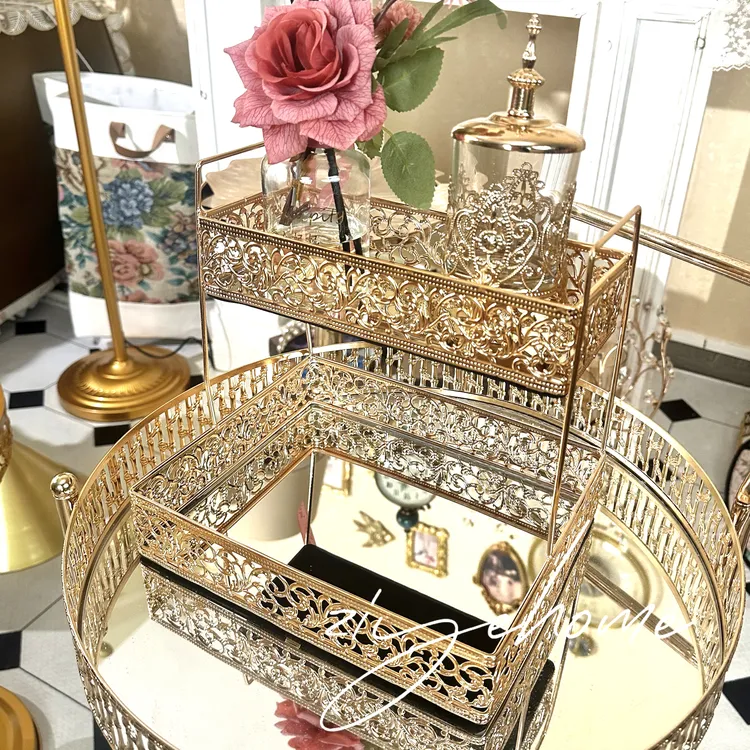 双层置物架轻奢高档家用客厅卧室梳妆台桌面收纳架摆件