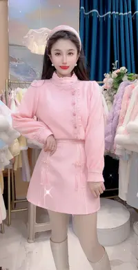 加厚木耳边爱心纽扣 不起球洋气盘扣流苏挂坠裙有安全裤内衬套装