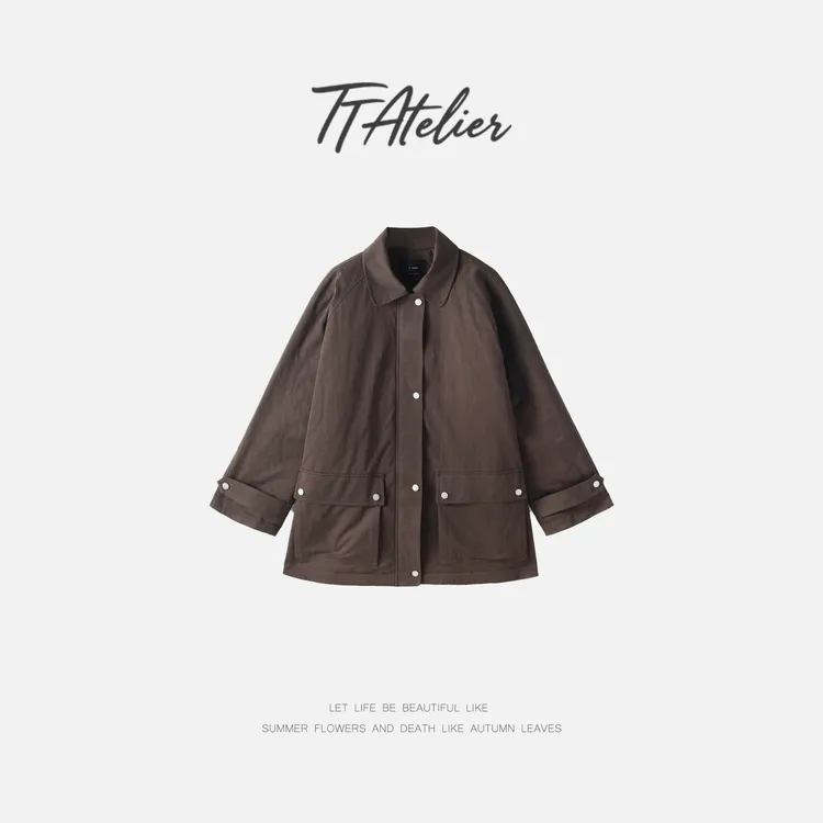 TT设计师【芸树里】 日系复古慵懒感工装可收腰水棉布棉服TT191296