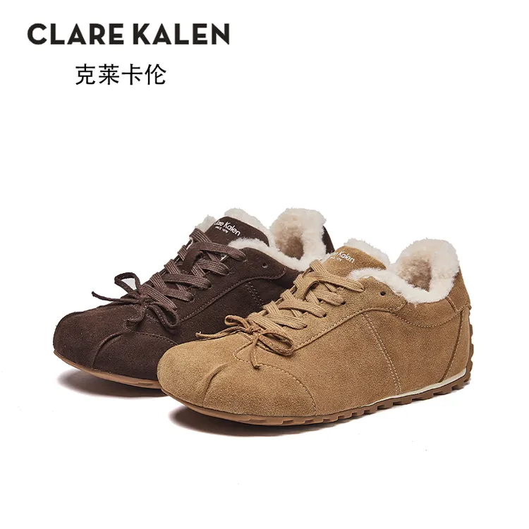 【英国CK】冬季时尚舒适耐磨休闲德训鞋棉鞋女鞋加绒防滑