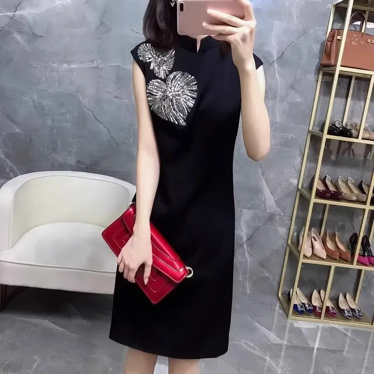 法式连衣裙女夏2025新款潮裙子时尚显瘦高端短袖夏季女装改良旗袍