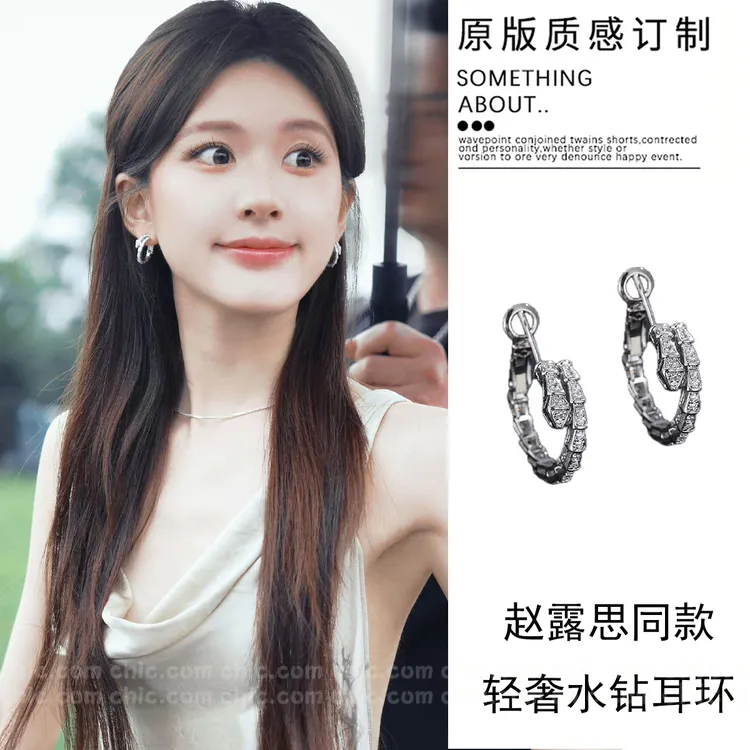 铜合金耳饰 许我耀眼赵露思许妍同款轻奢蛇形耳环高级感耳钉耳饰 