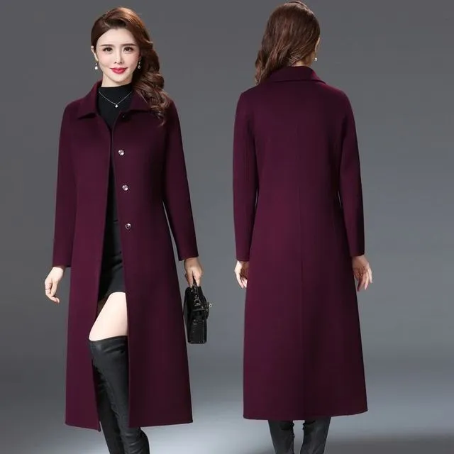 加大码毛呢大衣女秋冬季新款显瘦气质妈妈装呢子外套女中长款