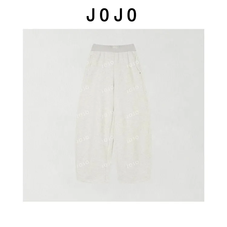 玖了个玖 2025冬季新款加绒松紧腰加厚显瘦阔腿休闲卫裤2510C6963