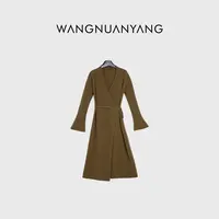 【WNY STUDIO】象牙海岸｜秋新款围裹式系带收腰连衣裙外套女（62125）
