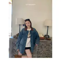 YESWOMEN 复古玩家·純棉中蓝十字纹理牛仔外套XY5057A4299