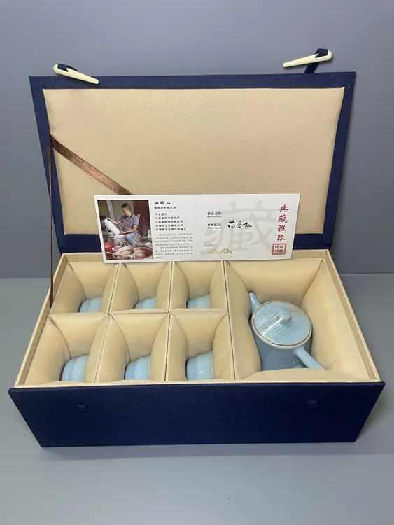 钧瓷月白釉井栏壶功夫茶具适合家用办公室使用