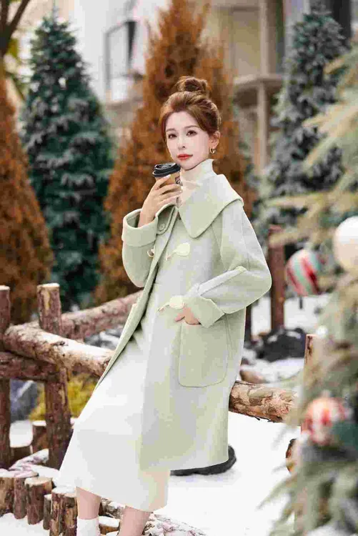 粉丝专属】双面羊毛双面羊绒大衣冬季新款韩版宽松长款娃娃领外套