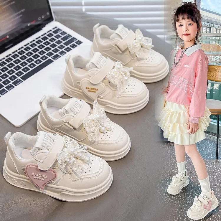儿童小白鞋女童鞋子2025新款春季百搭运动中大童板鞋软底女孩休闲