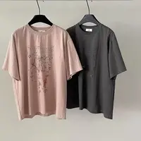 FEEL BLESSED韩国女装2025秋季有机棉手工蝴蝶结印花短袖T恤