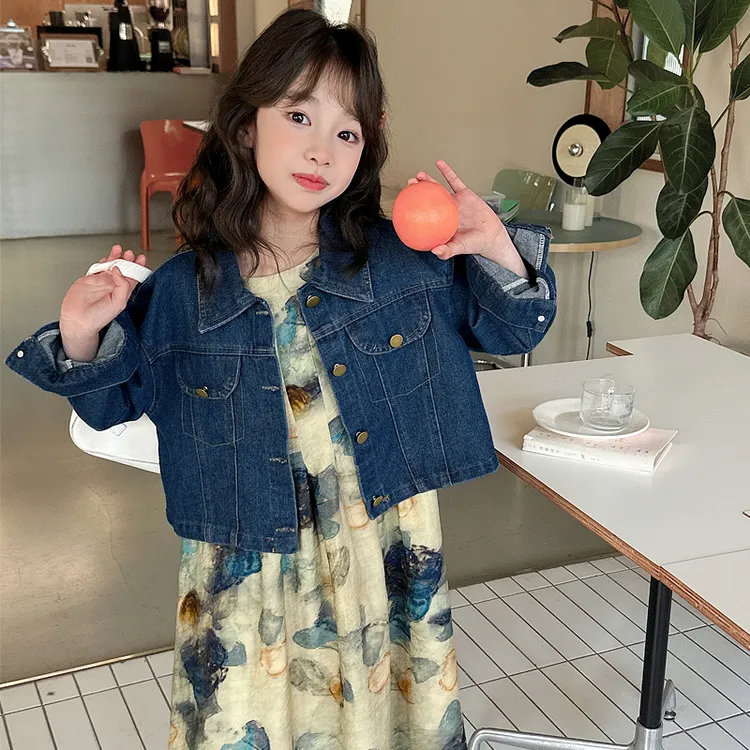 女童连衣裙春秋2025新款儿童洋气时髦大童春装背心裙搭配牛仔外套