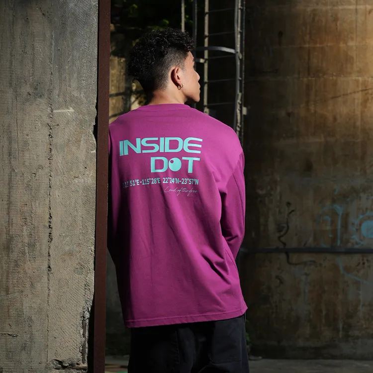 INSIDEDOT 长袖t恤男纯棉2025新款情侣宽松圆领套头上衣潮牌男装
