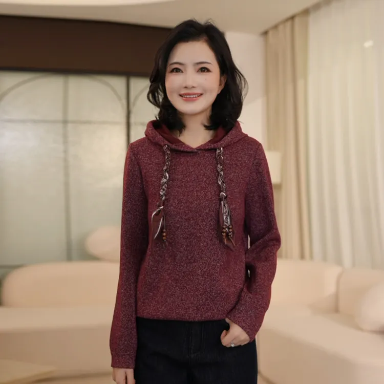 枫竺阿楠anan百搭连帽丝巾抽绳长袖加厚卫衣女秋冬洋气打底上衣