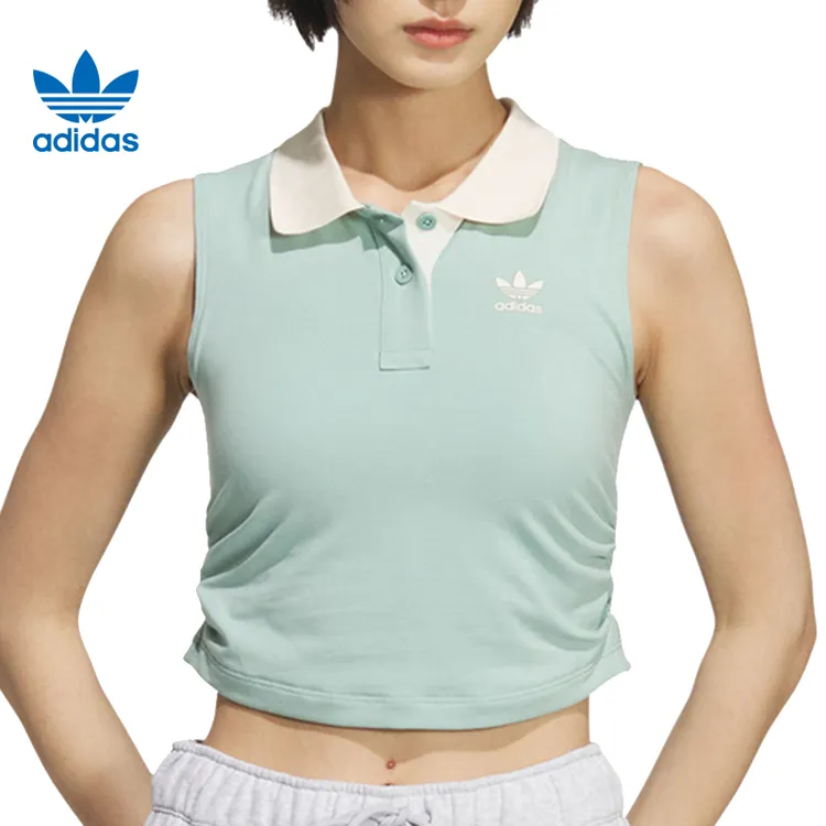 Adidas阿迪达斯三叶草夏季女子运动流光风无袖T恤背心KE3894