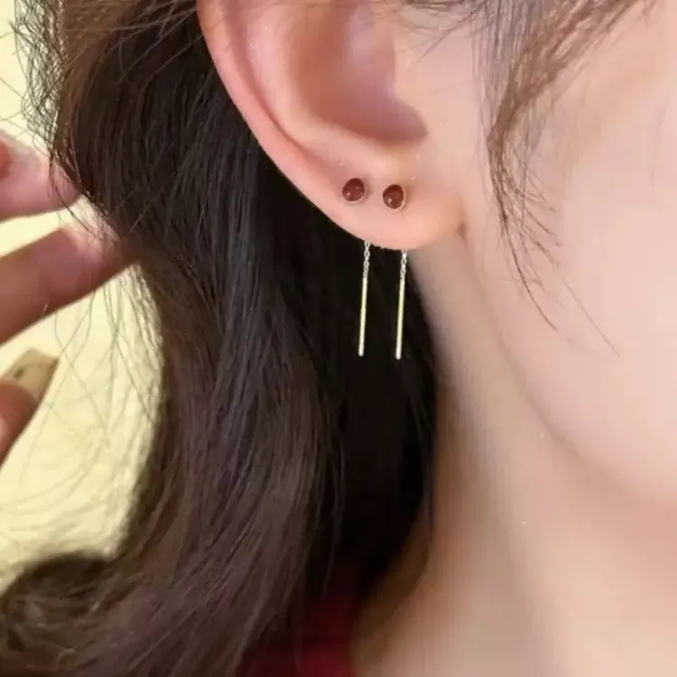 红色相思豆流苏耳线四件套耳环女气质轻奢高级感复古精致耳钉耳饰