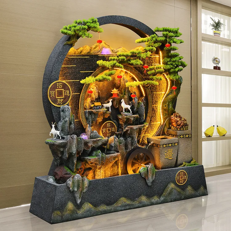 德国假山流水墙喷泉阳台落地装饰循环水景摆件花园庭院水幕墙造景