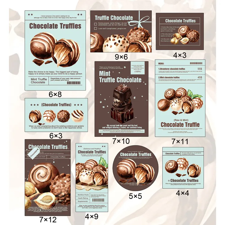 伊小鱼|薄巧松露|原创ins食物系亮膜贴纸包出卡包装礼物贴纸