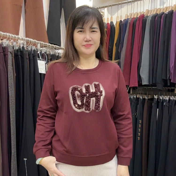 秋季常规款圆领百搭气质长袖时尚上衣890