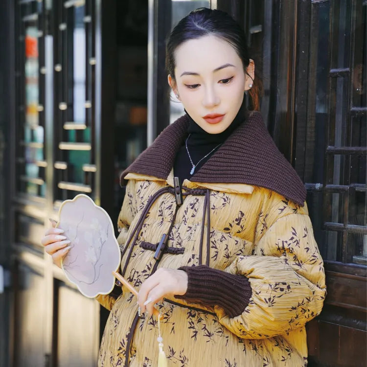 【阿芝专属】08625原创鹅绒服2025冬季新款新中式国风短款鹅绒服