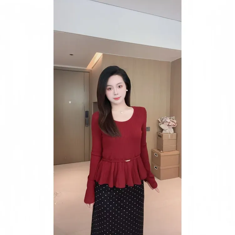 2025秋冬莫斯显瘦遮肚子休闲上衣+半裙套装