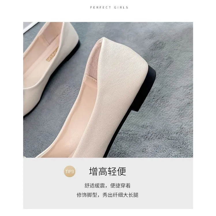 蝴蝶结百搭春秋高跟女工作2025软底季新款浅口妈妈鞋瓢鞋豆豆鞋