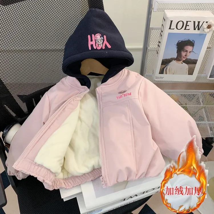 女童加绒外套秋冬2025新款儿童冬装冲锋衣洋气小女孩时髦加厚上衣